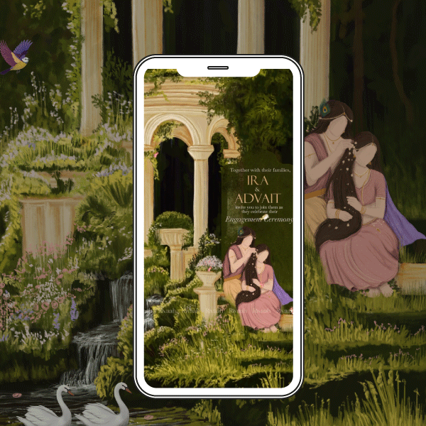 Radha Krishna theme- Engagement Invitation